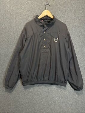 Vintage 90’s Sunice Black Pullover Windbreaker Jacket Black Snap Front